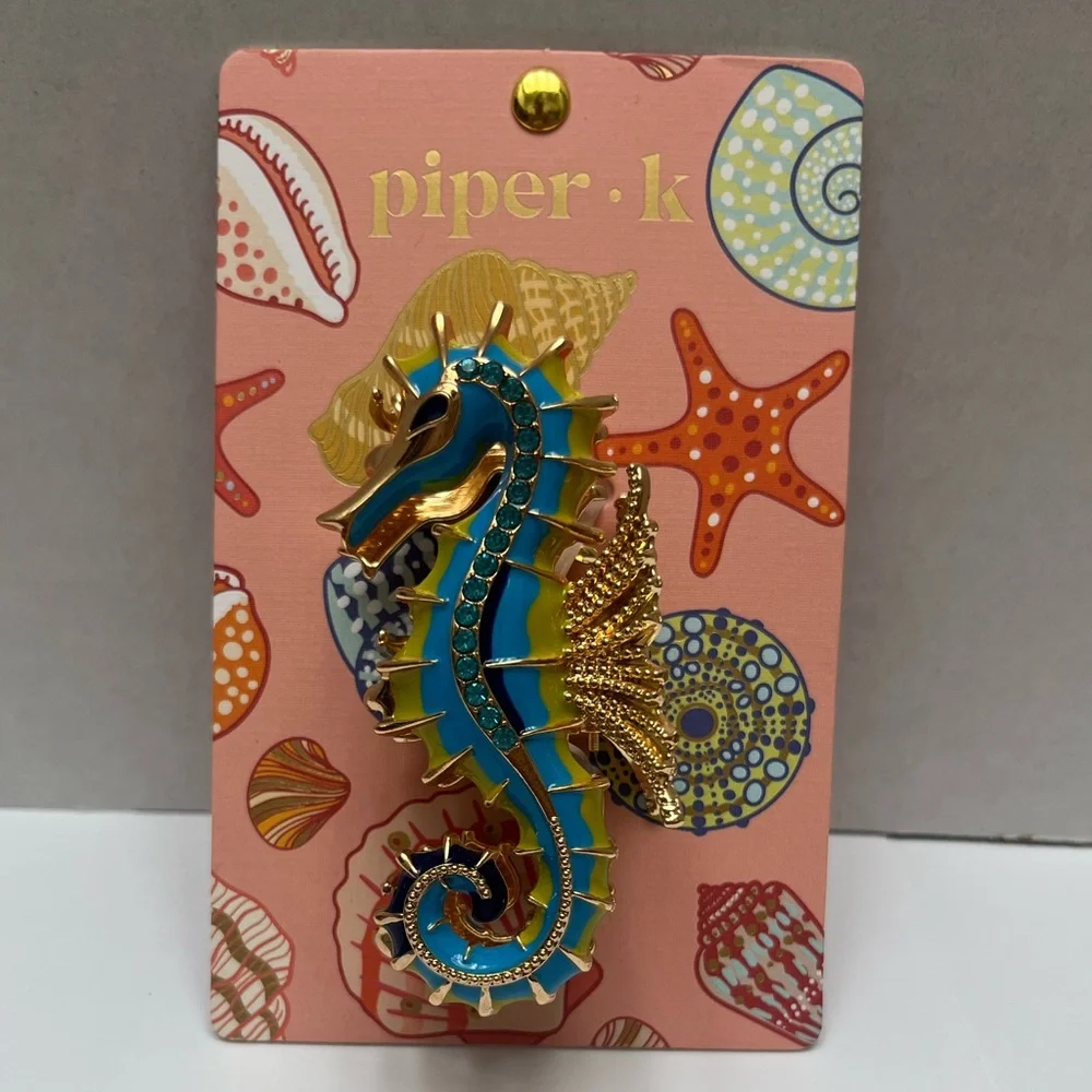 NWT ⚜️🩵⚜️ Piper K Gorgeous Seahorse Hair Claw Clip - Picture 14 of 14